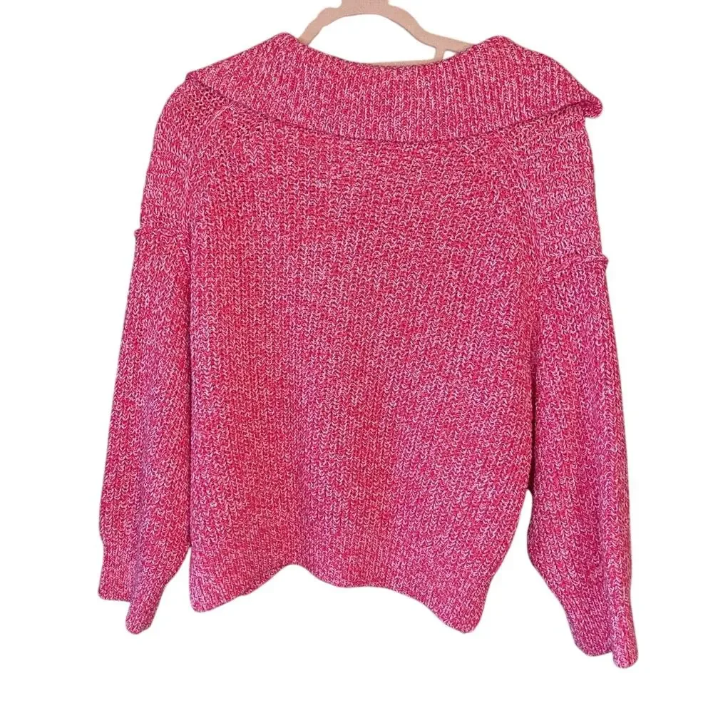 Free People Sweater Womens Medium Love This City Pink Casual Oversized Boho Knit